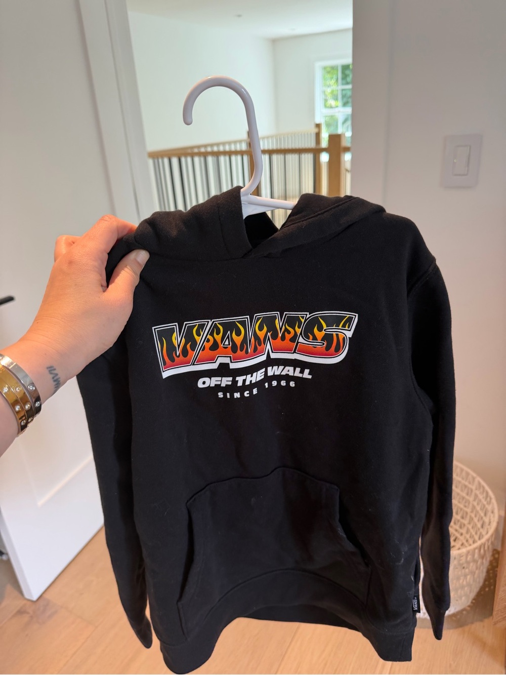 Vans Black Crewneck Hoodie with Flame Logo